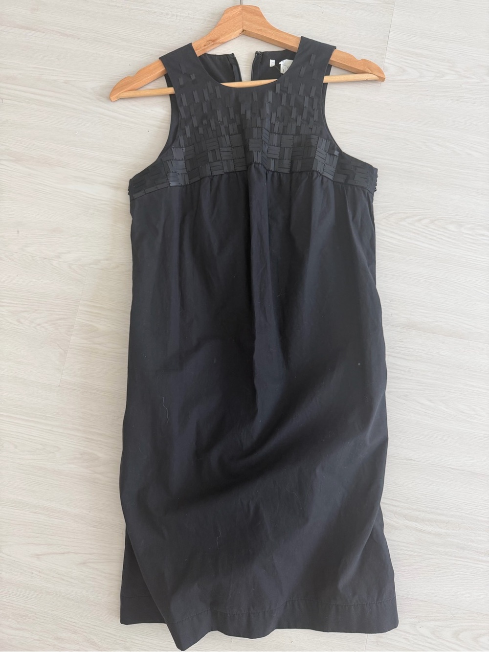 Vince Black Sleeveless Mini Dress with Textured Yoke